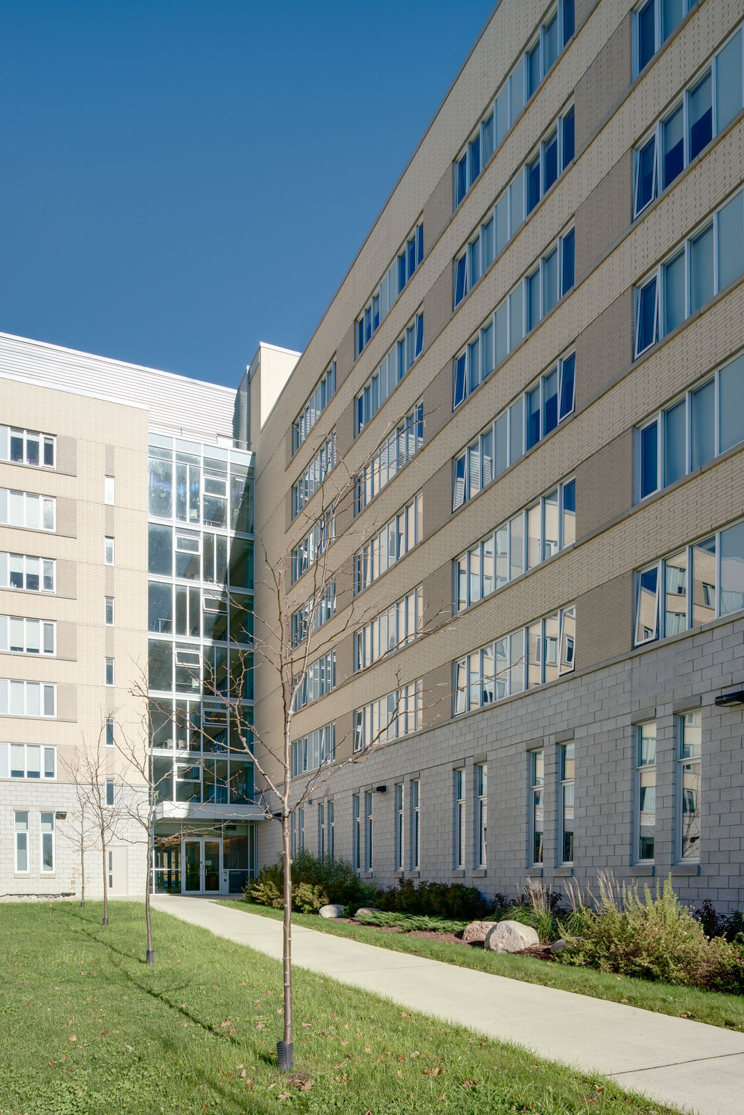 Exterior photo of the building entrance