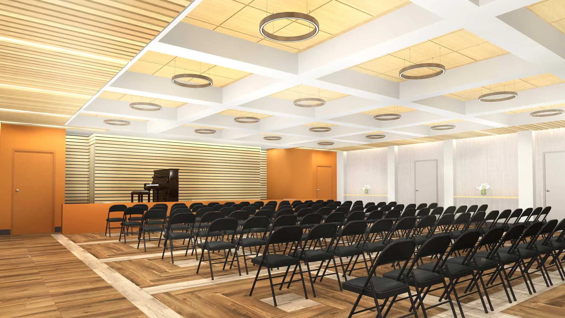 Rendering showing the interior performance space of the church