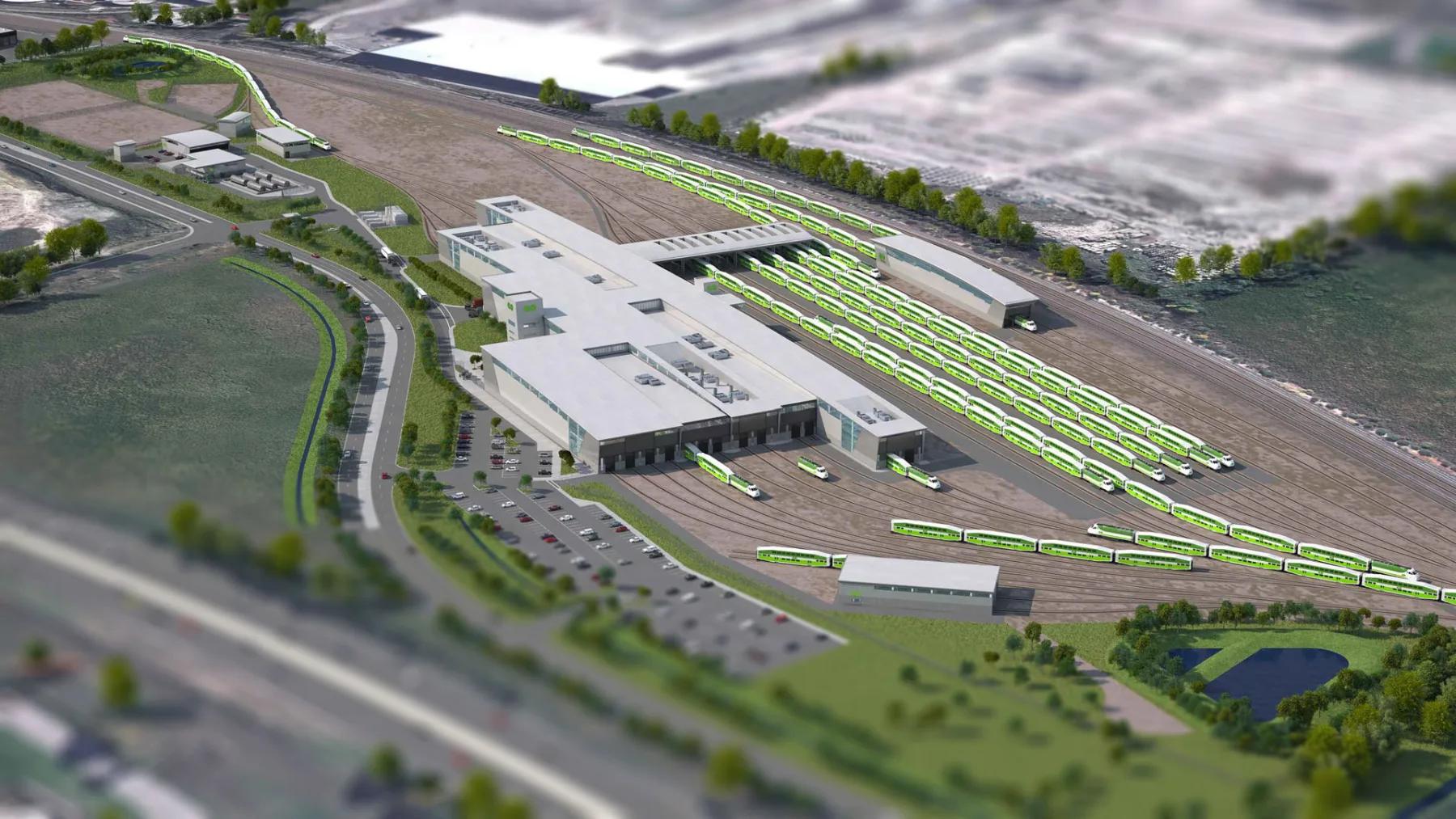 Aerial view of Metrolinx East Rail Maintenance Facilities